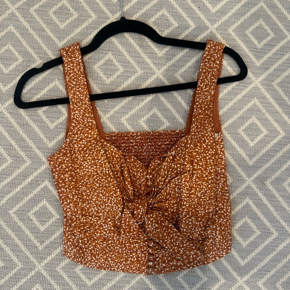 Jonathan Simkhai Brown Patterned Tank Top